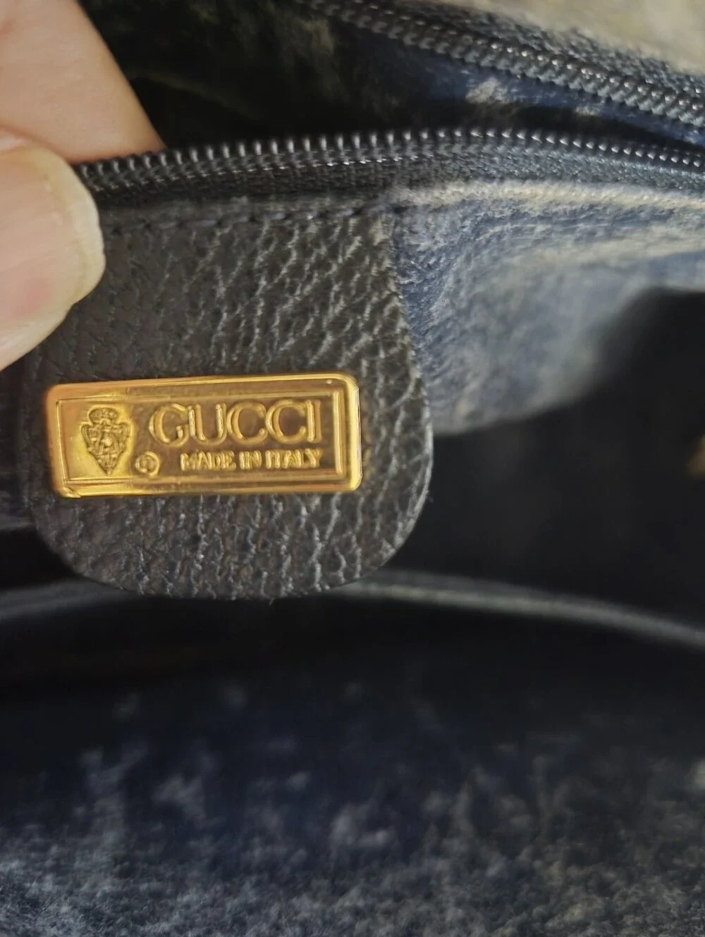 Vintage Gucci Boston Doctor Bowling Satchel GG Monogram Navy With Gold Hardware